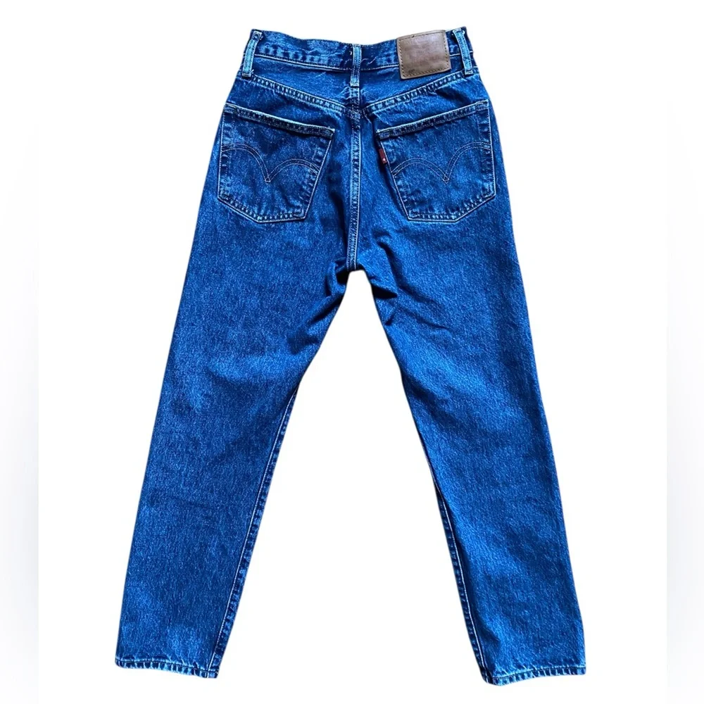 Levis - 501 Original Cropped Jeans - Medium Wash - Blank Red Tab - Waist 24
